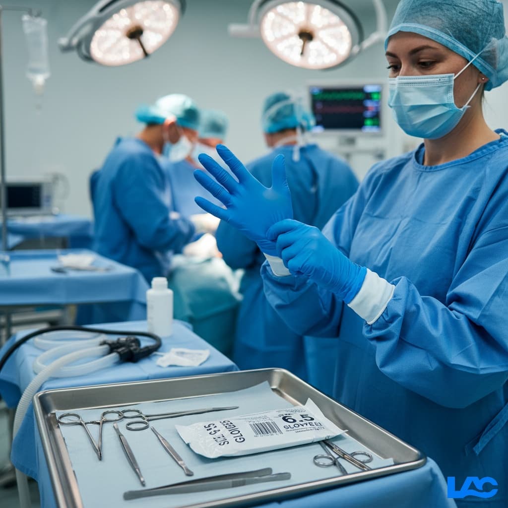 Premium size 6.5 gloves for healthcare professionals by LAC Health, offering a precise fit and high-quality protection