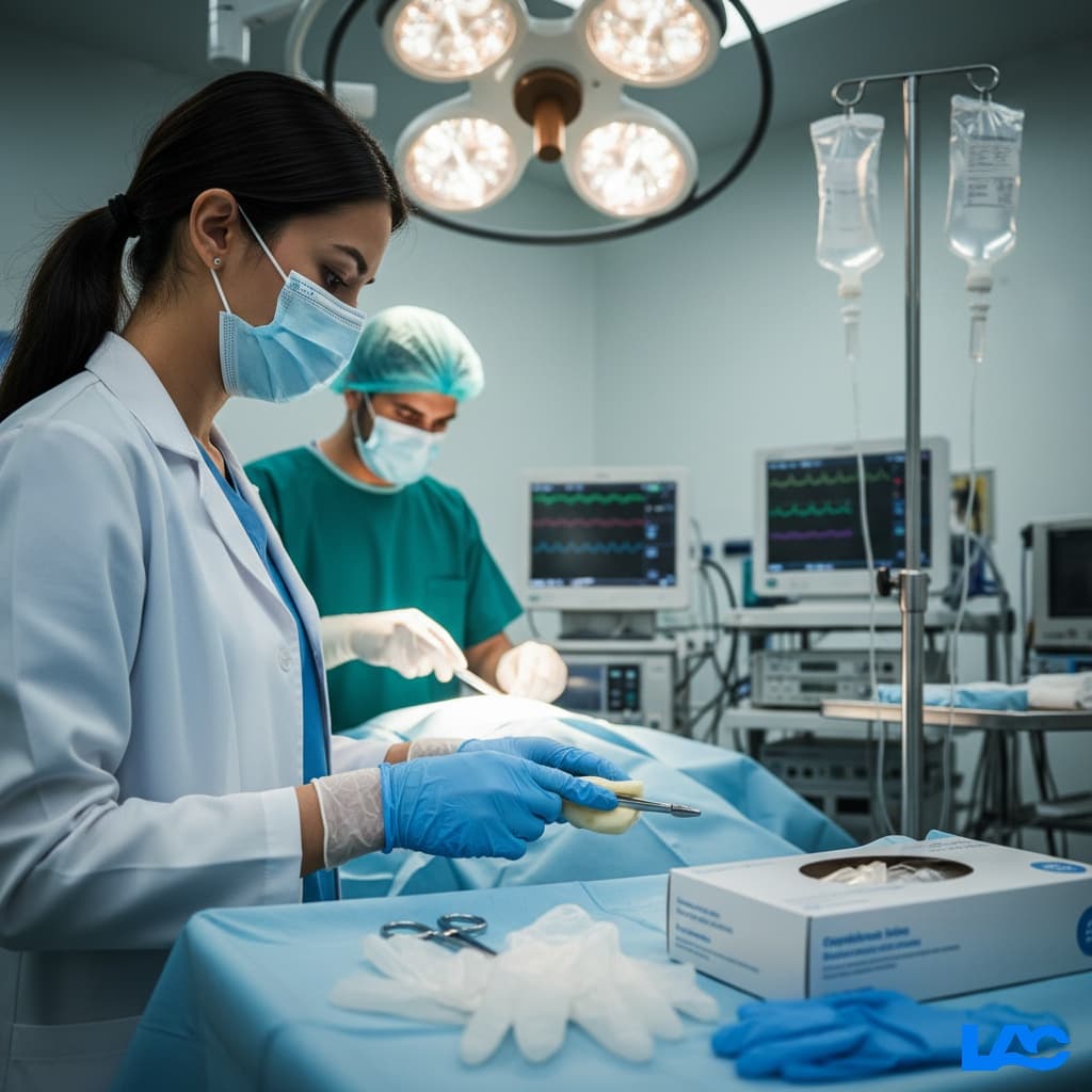 Premium nitrile and vinyl exam gloves for healthcare professionals by LAC Health, trusted and certified