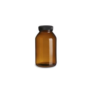 Amber Glass Reusable Capsule Bottle, 500mL / 16 oz