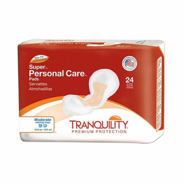 Tranquility Personal Care Incontinence Pads-Super 2380-Bag of 24