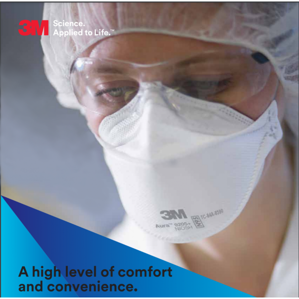 3M 9205+ Niosh N95 Health Care Particulate Respirator and Surgical Mask, Individually Sealed