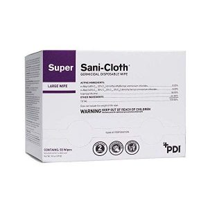 PDI Super Sani-Cloth Germicidal Disposable Wipe, Large, Individual, 5" x 8", 50/BX