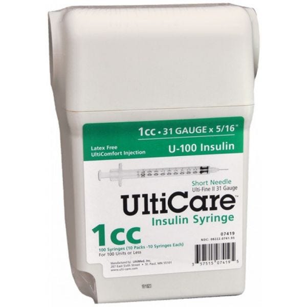 UltiCare UltiGuard Diabetic Syringes: 30g and 31g