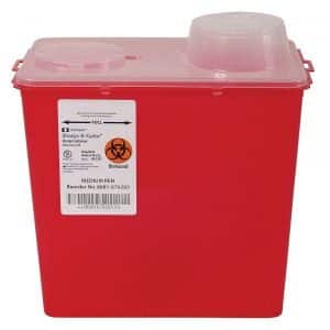 Cardinal Monoject Chimney-Top Sharps Container, Red, 8 Quarts