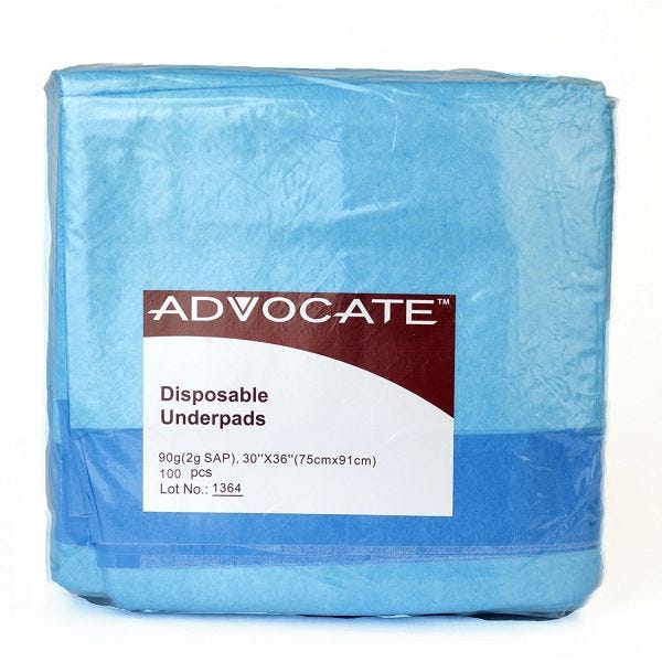 Advocate Disposable Underpads, Blue