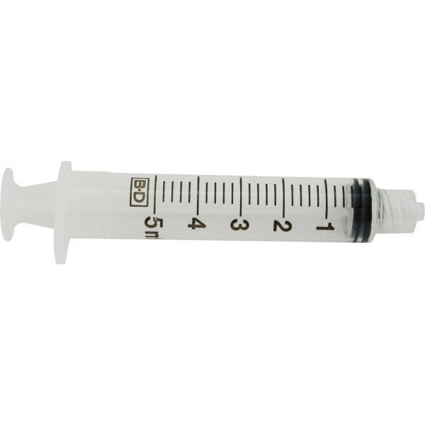 BD 5cc Syringe Only, Luer Lock Tip, 125 BX