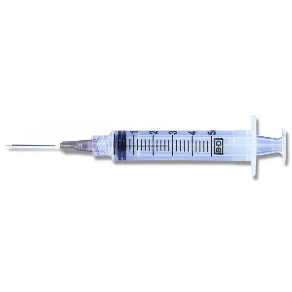 BD Luer-Lok 5mL with 22g x 1.5" needle, 100/BX
