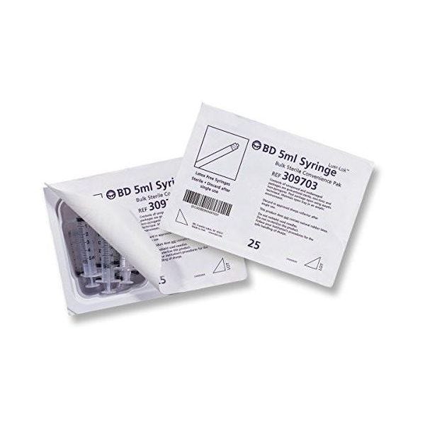 BD Luer-Lok Syringe Tip, Sterile Convenience Tray, 3 mL, Pack/25
