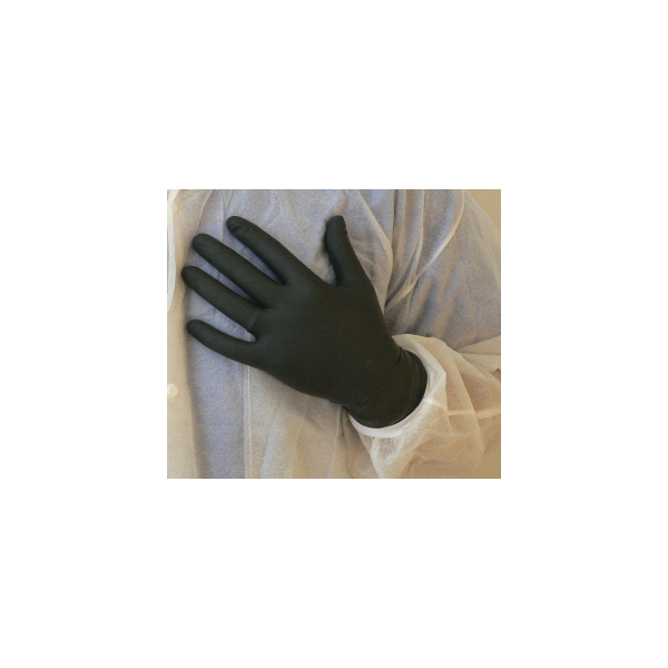 AMMEX Black 100% Nitrile Exam Grade Gloves, 4 mil. Box of 100, Size L