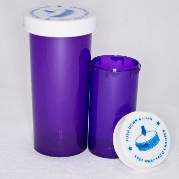 Colored Capsule Bottle w/ Reversible Caps - 20 Dram - Violet Colored