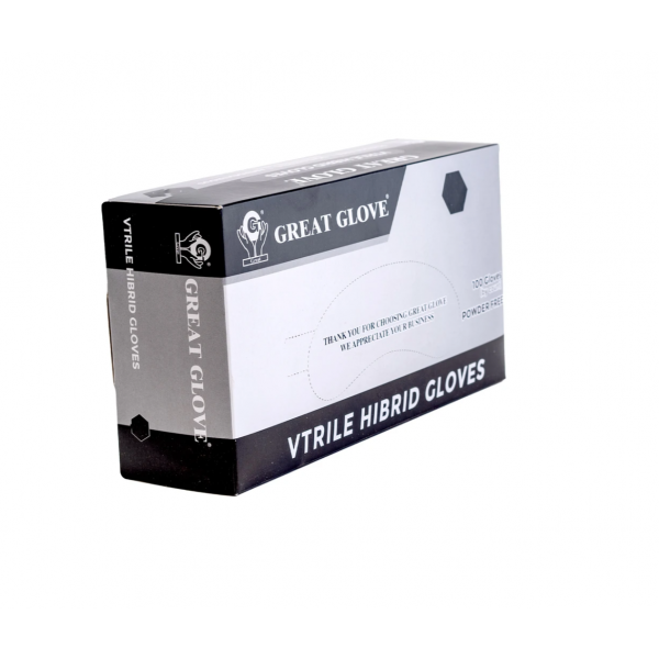 Great Glove Black Nitrile Hybrid Blend, Food Safe, Box of 100, Medium