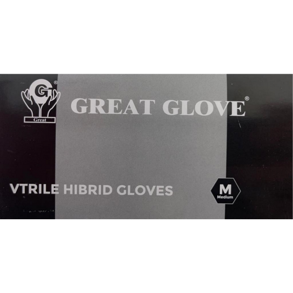 Great Glove Black Nitrile Hybrid Blend, Food Safe, Box of 100, Medium
