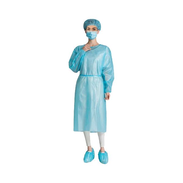 Dukal Disposable Fluid-Resistant Isolation Gown Level 1, Yellow, Regular Size (fits most), Bag of 10