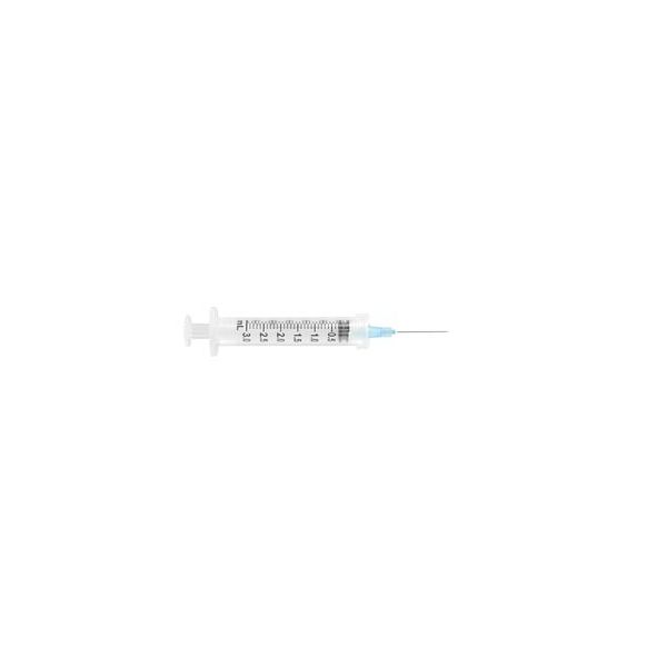 UltiMed UltiCare Safety Syringe with Fixed Needle, 1ml x 25g x1", Box of 100