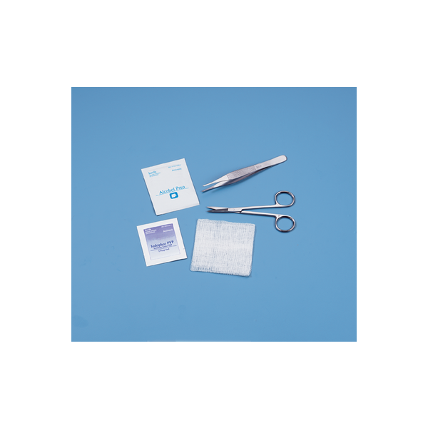 Sterile Suture Removal Kit with Iris Scissors & 4-3/4" Metal Forceps, 723