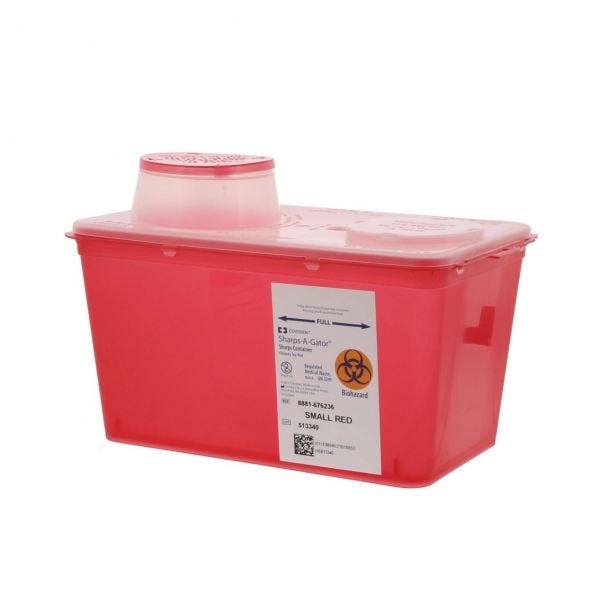 Sharps-A-Gator Chimney Top Containers, Red, 4 Quarts