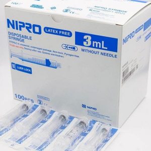 Nipro 3cc Syringe Only, Luer Lock, Box of 100
