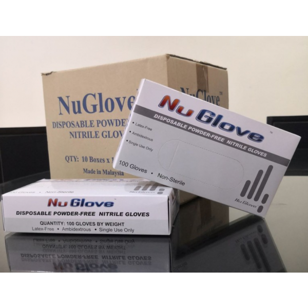Nu Glove Blue 100% Nitrile Exam Grade Gloves, 4 mil. Box of 100, Large