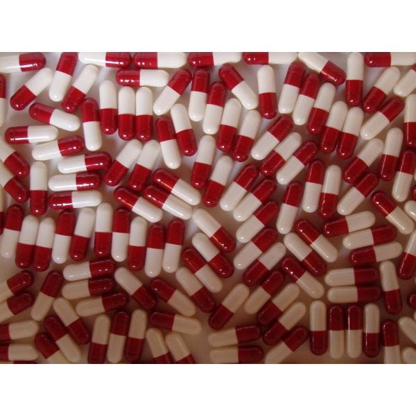 Red/White Empty Gelatin Capsules, Size 000, Qty. 500
