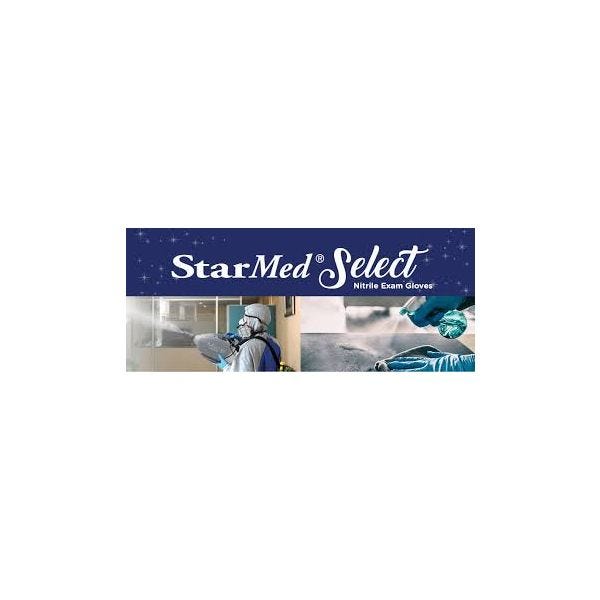 StarMed SelectBlue 100% Nitrile Exam Grade Gloves, 4 mil. Box of 100, Medium