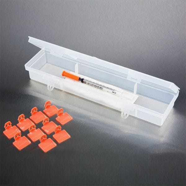 Tamper-Evident Syringe Case with Security Seals and Replacement Security Seals.