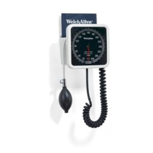 767 Wall Aneroid Sphygmomanometer with Size-11 Adult  FlexiPort Reusable  2-Tube Cuff; Premium Inflation Bulb and Valve  Coiled Tube (8.0 ft2.4 m) - 7670-01