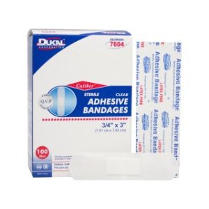 Clear Adhesive Bandages  34 x 3  100BX  24 BXCS - 7604