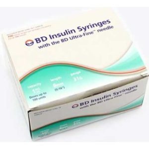 Insulin Syringe  1mL  Permanently Attached Needle  31G x 516 - 328418