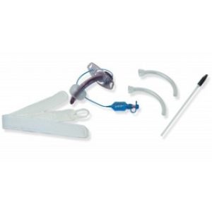 KIT TUBE TRACHEOSTOMY SIZE 10MM CUFFED FENESTRATED 87.5MM PVC FLANGE 15MM CONNECTOR DISPOSABLE INNER CANNULA X 2 OBTURATOR 10ML SYRINGE 15MM WEDGE TRACH HOLDER CLEANING BRUSH PORTEX BLUE LINE ULTRA RADIOPAQUE STERILE - 100/817/100