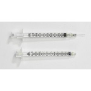 Safety Syringe with Hypodermic Needle  1ml  25G x 58  100bx - 10151