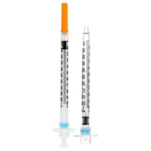 SOL-CARE 1ml Insulin Safety Syringe wFixed Needle 28G*12'' (U-100 Insulin Only) 1000Case - 100071IM