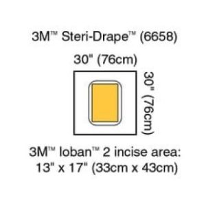 Steri-Drape Pouch with Ioban 2 Incise Film  74 cm x 74 cm  30 x 30  Incise 13 x 17 - 6658