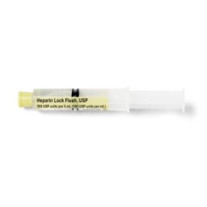 Syringes: 10 mL Syringes Prefilled with Heparin, 5 mL, 100 u / mL, 600 Per/Cs