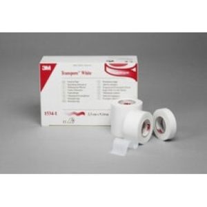 Transpore White Medical Tape  2.5 cm x 9.1 m  1 x 10 yds  12BX 10 BXCS - 1534-1