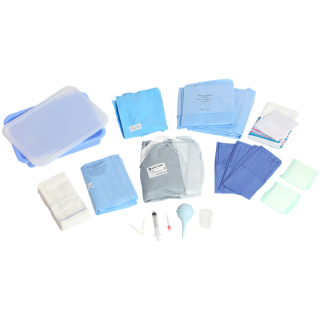 TRAY SURGICAL PROCEDURE STANDARD C-SECTION CONVENIENCE WBABY BLANKET BACK TABLE COVER BABY CAP GAUZE PADS BULB SYRINGE XL GOWN LEGGINGS MEDICINE CUP NEEDLE BASINLID SYRINGE UMBILICAL CORD CLAMP UNDER BUTTOCK DRAPE LATEX-FREE 3Case - 89-5044